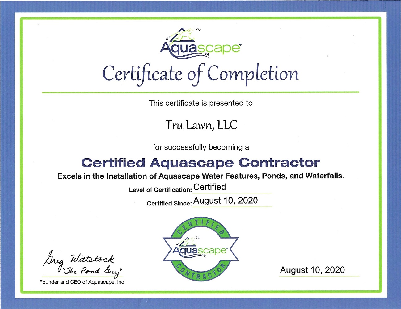 Certified Aquascape Contractor Near Me